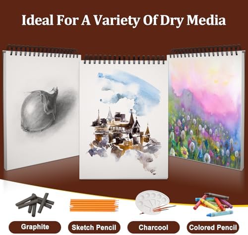 TKOOFN 10 Pack 5.5" x 8.5" SketchBooks Bulk,Top Spiral Bound Sketchbook