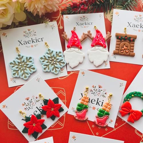 Xaekicr Winter Theme Polymer Clay Cutters Set – Clay Molds and Cutters for Polymer Clay, Decorative Earring Tools