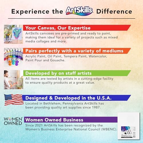 ArtSkills Stretched Canvas for Painting, 16x20 Canvas, 2-Pack Framed | Blank Canvas, Premium Wood Frame, Painting Supplies for Artists