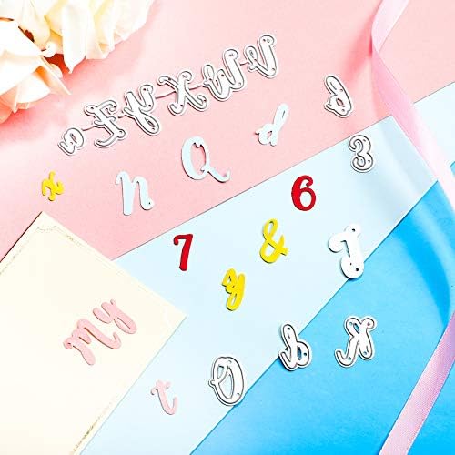 Patelai 70 Pcs Die Cut Alphabet for Card Making Metal Die Cuts Numbers and Letters Basic Shapes Embossing Stencil Template with Punctuation for DIY Christmas Card Photo Album Scrapbooking Supplies
