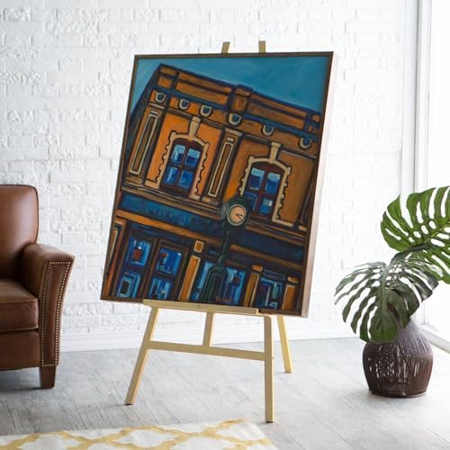 Studio Designs Museum Display Easel – Adjustable Solid Wood Stand for Painting, Sketching, Wedding & Event Signs, Posters, Photography, Home Decor – Foldable, Lightweight, 60–63” Natural Wood
