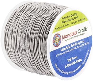 Mandala Crafts 0.6mm Gray Shirring Elastic Thread for Sewing, 87 Yards