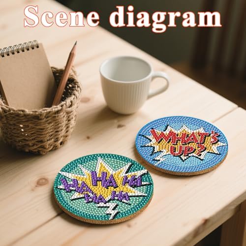 DOTSOPS 6 Pack Small Diamond Art Coasters Kits with Holder for Adults 4 in