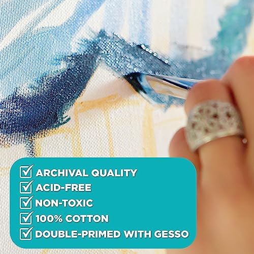 Horizon Group USA Painting Panel Stretched Canvas, 9" x 12", Pack of 8