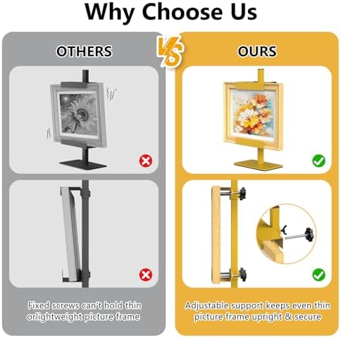 Tabletop Easel Stand Picture Easels for Display Up to 15.5" H Gold Picture Frame Stand Table Top Easel Metal Picture Easel for Photos, Painting, Artwork, Books (Base: 1.32 lbs)