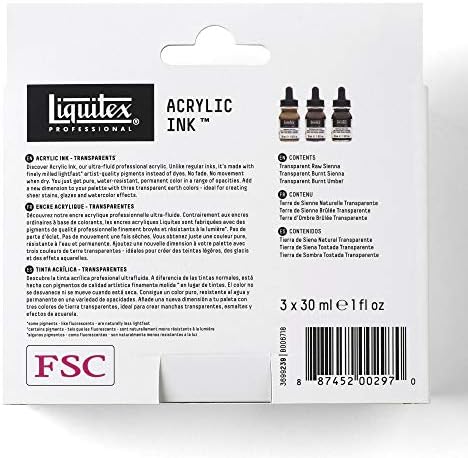 Liquitex Professional Acrylic Ink, 1-oz (30ml), Transparent Set, Set of 3