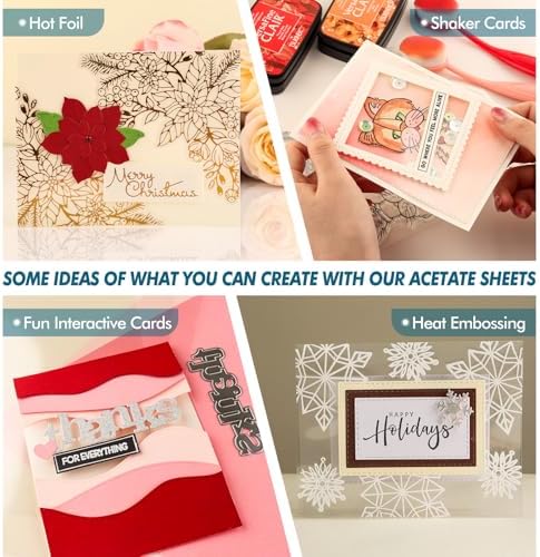 Briartw 10 Heat Resistant Clear Acetate Sheets - 8.5x11 inch for Embossing,Stamping,and Card Making | Perfect for Shaker Cards,Interactive Designs,and Scrapbook Overlays | Anti-static & Easy to Cut