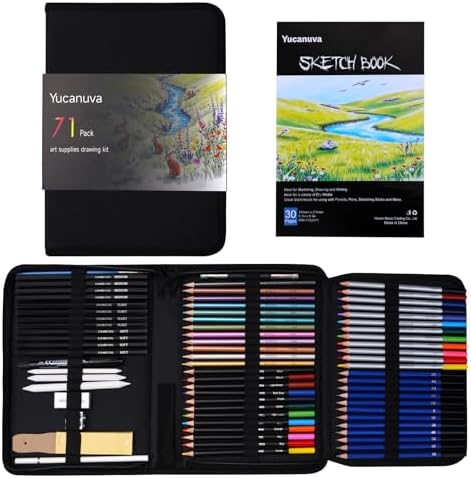 71Pack Drawing Supplies Sketching Kit ,Sketching Pencils with Sketchbook