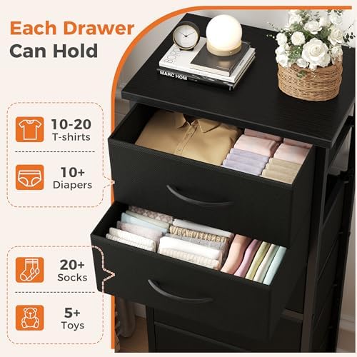 Sweetcrispy Tall Fabric Dresser for Bedroom, 6 Drawer Chest of Drawers