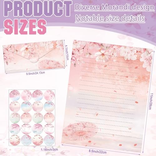 TaoBary 160 Pcs Cherry Blossom Stationery Paper and Envelopes Set