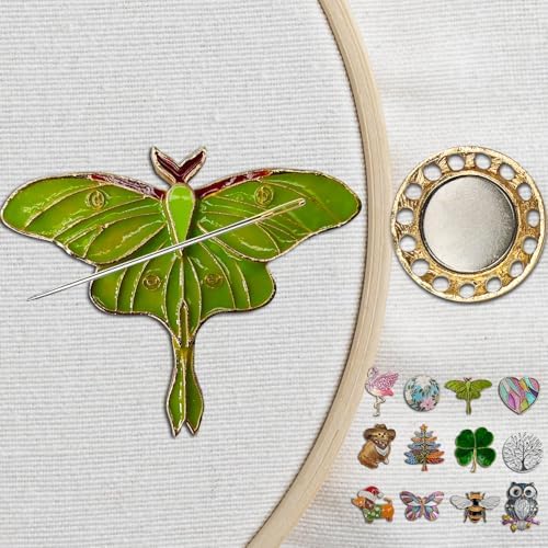 Magnetic Needle Minder Magnet Embroidery Accessories and Supplies Embroidery Needle Holder Cross Stitch Holder Needlework Supplies (Green Butterfly)