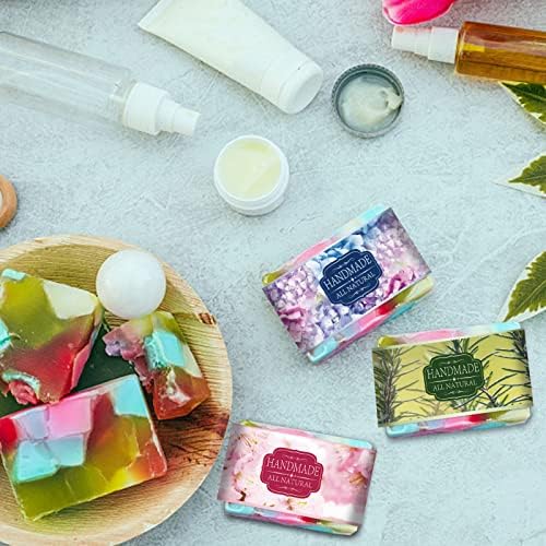 PH PandaHall 90pcs Handmade Wrap Label Tape, 9 Styles Lavender Blossom Daisy Honeysuckle Hydrangea Flower Soap Paper Wrapper Label Tags Sleeves Covers Band for Soap Lotion Bars Bath Gift Wrapping