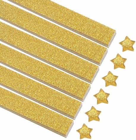 MECCANIXITY 200 Sheets Origami Paper Glitter Stars Papers Gold Fold Paper for Beginner Arts Crafts Projects,0.4 x 8.7 Inch