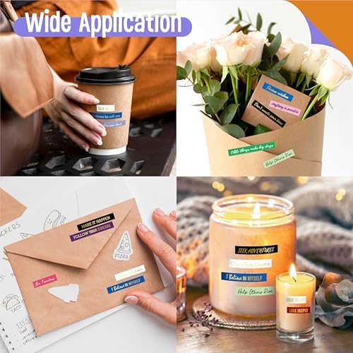 2398PCS Quote Stickers, Gold Foil Word Phrase Stickers for Junk Journal, Pre-Cut Motivational Inspirational Small Talk Labels for Scrapbook, DIY Craft Card Making (50 Sheets)