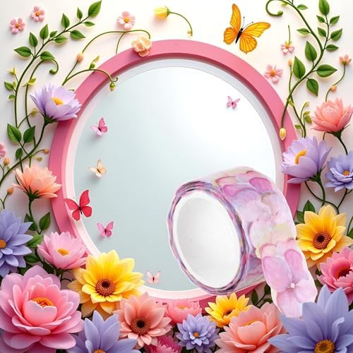 Colorful Floral Petal Washi Tape Set – Decorative Masking Tape for Scrapbooking, Journals, DIY Crafts, and School Office Supplies, Cute Flower Stickers, Adhesive Paper Tapes for Aesthetic