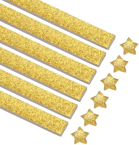 MECCANIXITY 360 Sheets Origami Paper Glitter Stars Papers Gold Fold Paper for Beginner Arts Crafts Projects,0.4 x 9.5 Inch