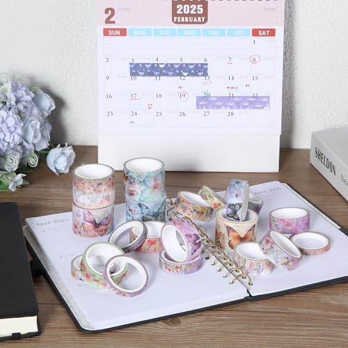 Mr. Pen- Washi Tape Set, 20 Rolls, Assorted Sizes, 4.37 Yards/Roll | Washi Tape for Scrapbook, Arts, Crafts, Journals and Planners, Watercolor Butterfly Design
