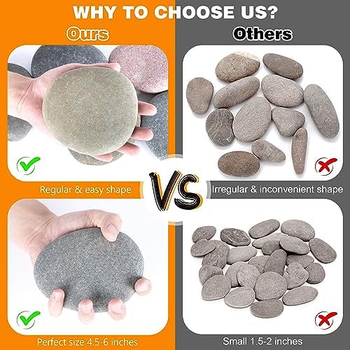 River Rocks for Painting 6 Pcs Extra Large 4.5"-6" Inch Flat Smooth Painting Stones Craft Rock to Paint for Kids Crafts Painting Bulk
