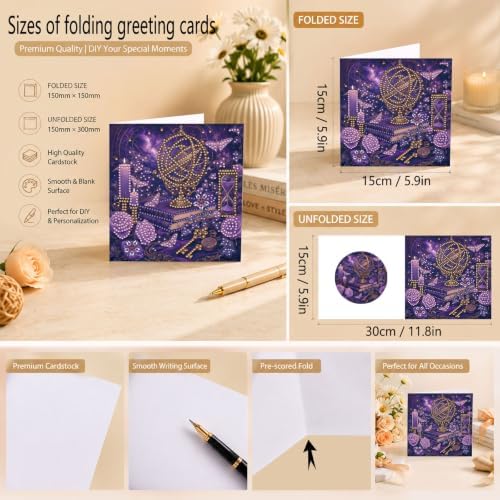 POETRYDRAW DIY Diamond Art Painting Greeting Card Kit, Creative Craft Set for Card Making，Dark Academy