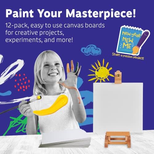 Artlicious Canvases for Painting 12 Packs - 8 x 8” Blank Canvas 100% Cotton Painting Canvas Panels for Acrylic, Oil & Watercolor Paint for Canvas Painting