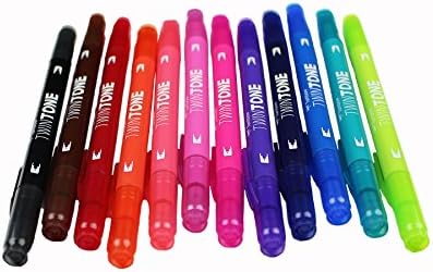 Tombow 61500 Twintone Marker Set, Bright, 12-Pack. Double-Sided Markers for Bold and Precise Writing