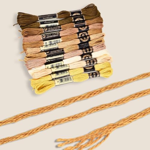 12 Skeins 6 Strands Brown Embroidery Floss Thread for Bracelets