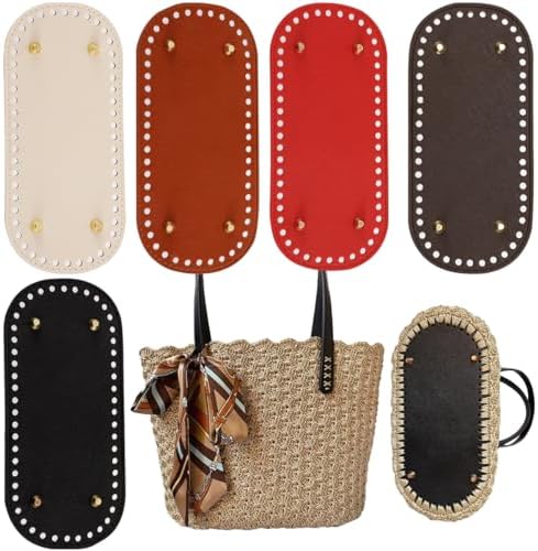 5 PCS Bag Bases for Crochet PU Leather Bag Bottom Oval Bag Bottom Long Oval Purse Bottom Knitting Crochet Base Purse Bottom Bags Cushion Base with Holes for DIY Crochet Bag Shoulder Bags Craft Making