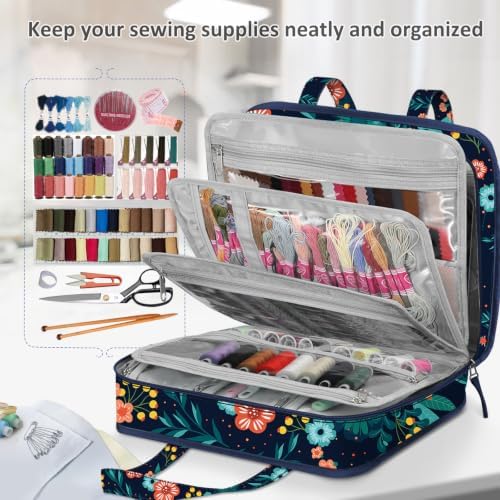 FINPAC Sewing and Craft Supplies Storage Tote Bag with Clear Pockets