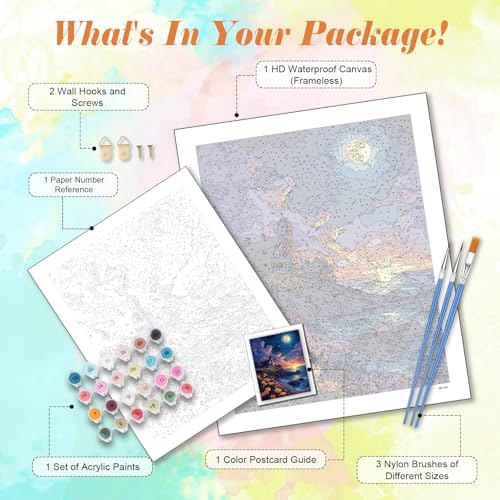 Kalonyth Landscape Paint by Numbers Kit for Adults, 16x20 inch, No Framed