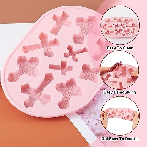 Craftdady Silicone Soap Mold 10 Cavities Cross Shaped Moulds Trays, 2 Pack for Handmade Craft Biscuit Candy Chocolate Fondant Cake UV Resin Epoxy Resin Jewelry Making