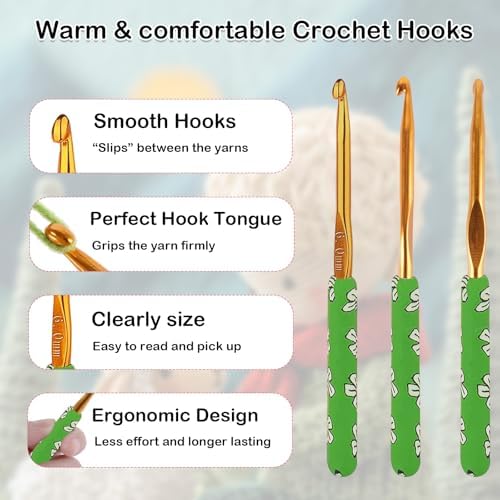 Crochet Hooks,9 Size Colorful Metal Crochet Hooks (2.0mm-6mm)