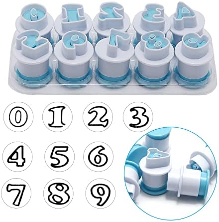 26PCS/Set Cookie Stamp Impress Cookie Cutters Alphabet Letter Cake Biscuit Mold Letter Shape DIY Cookie Biscuit Alphabet Cake Tool Embosser Cutter (Upper Case Shape with Number)
