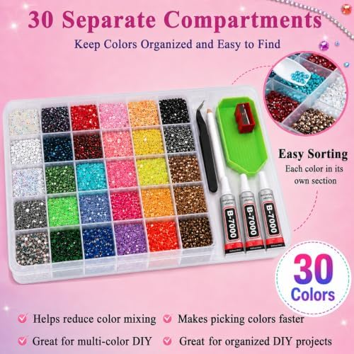 Lizuart Bedazzling Kit, 30000 Pcs Bedazzler Kit with Rhinestones and Tools