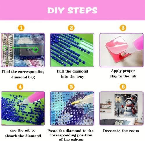 KYOQFVN Christmas Diamond Art Kits for Adults, 5D Snowman Diamond Painting Kits for Adults, DIY Full Round Drills Winter Paint with Diamonds for Wall Decor 14 x 14 in