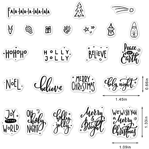Christmas Greeting Words Clear Stamps for Card Making and Photo Album Decorations, Mini Christmas Tree Silicone Stamps Santa Claus Transparent Rubber Stamp Seal for Christmas DIY Scrapbooking Supplies