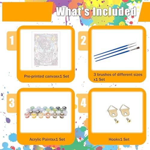 GOUOYANA Paint By Numbers Kit for Adults-Skull THE IDGAF Funny Canvas | Adult Paint by Number Kits on Canvas for Painting DIY Skull THE IDGAF Painting Art by Numbers for Home Wall Art Gift 12X16in