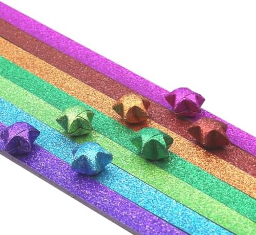 Flash origami, star origami strips, handmade DIY decorations (520 pieces in seven colors)