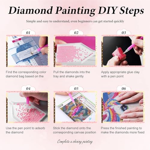Pink Car BookShop Diamond Art Kits for Adults, Diamond Painting Kit Adults for Beginners, Round 5D DIY Dimond art,Full Drill Painting Kit Art and Crafts for Adults Home Wall Decor【11.8x15.7inch】