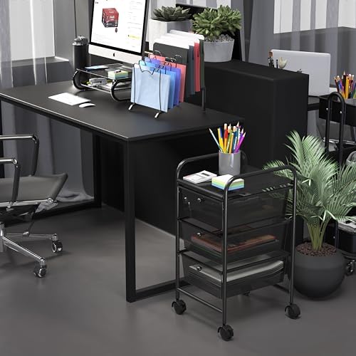Simple Houseware 3 Drawers Rolling Utility Cart Art Craft Organizer, Black