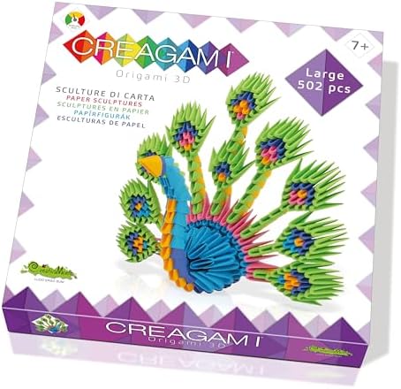 Creagami Peacock Origami Set - Large 3D Modular Paper Art Kit for Creative Exploration, Clear