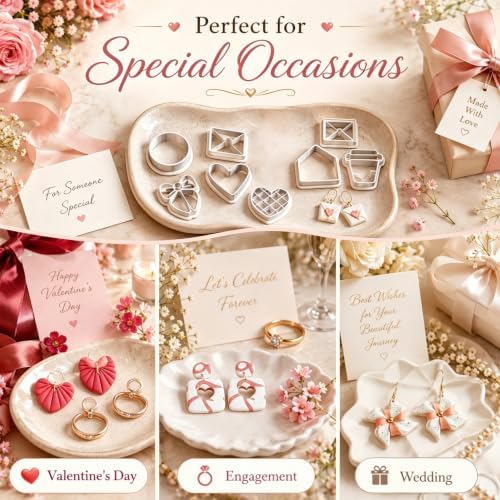11pcs Valentine Clay Cutters for Earrings, Wedding Theme