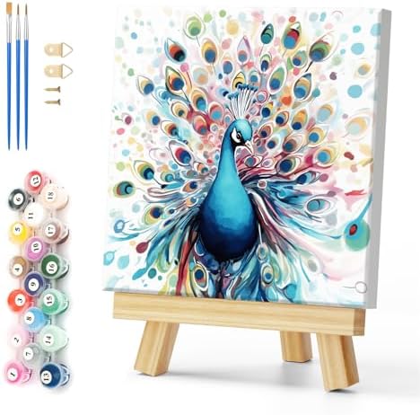 Natuyalo Paint by Numbers Kit for Adults Beginners, 12" Wx12 L Animal Painting by Numbers Kit on Canvas Acrylic Drawing Kits Ready to Stretch and Framed, Colourful Peacock