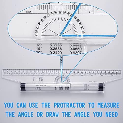 Frienda 2 Pieces Plastic Rolling Ruler Parallel Drafting,6 Inch, 12 Inch