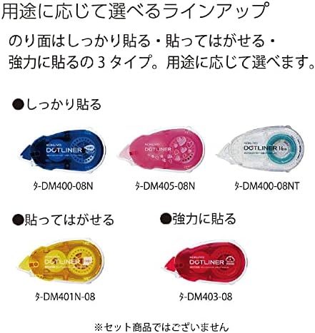 KOKUYO Glue Tape for Scrapbooking, 52.5 Ft x 0.33 in Double Sided Tape Roller for Crafts, Blue Dot Pattern Tape Runner, Adhesive Scrapbook Supplies. Japan Import (TA-DM400-08)