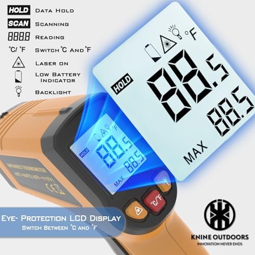 KNINE OUTDOORS Infrared Thermometer Gun, -58℉ to 1112℉