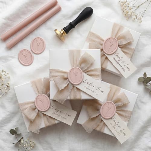 UNIQOOO 3D Embossed Relief Calla Lily Wax Seal Stamp with Wooden Handle, Vintage Brass Floral Botanical Sealing Stamp Head for Wedding Invitations, DIY Crafts, Envelopes, Gift Wrapping