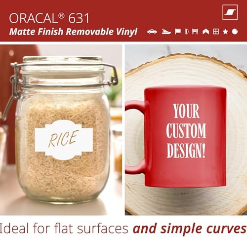 ORACAL 631 Matte White Vinyl Durable Roll Easy to Weed Permanent Adhesive Craft Vinyl for Plotting Machines, Decals & DIY Projects 12” x 10ft