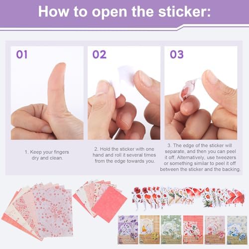 BESARME 480 Pcs Floral Scrapbook Paper and Junk Journal Stickers Set