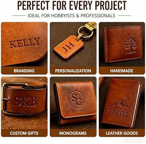 KAINSY Custom Leather Stamp Personalized Leather with Logo Text Hammer Press Leathercrafting Tool Metal Brass Embossing Stamp for Leather Craft Deep Engravings Gift Craftman Dad Husband Boyfriend