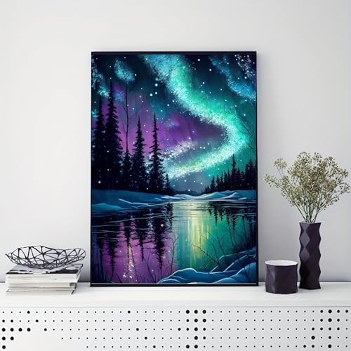 SHONGSHU Diamond Art Kits for Adults-Colorful Starry Forest Landscape Diamond Painting Kits for Adults Beginners, 5D DIY Full Drill Round Rhinestone Gem Art Crafts Paintings for Home Wall Decor (SK2)